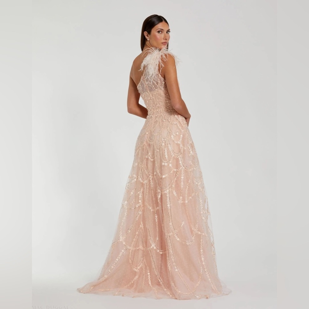 Mac Duggal Pink Embellished One Shoulder A Line Gown - Picture 7 of 7